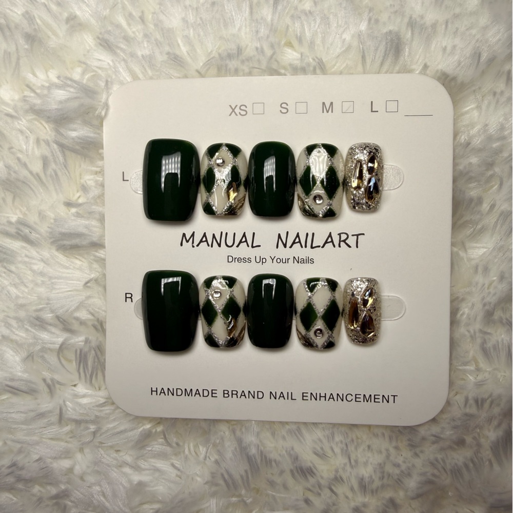 Green and Silver Nail Art Set